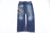 Ed Hardy Embroidered Denim Jeans