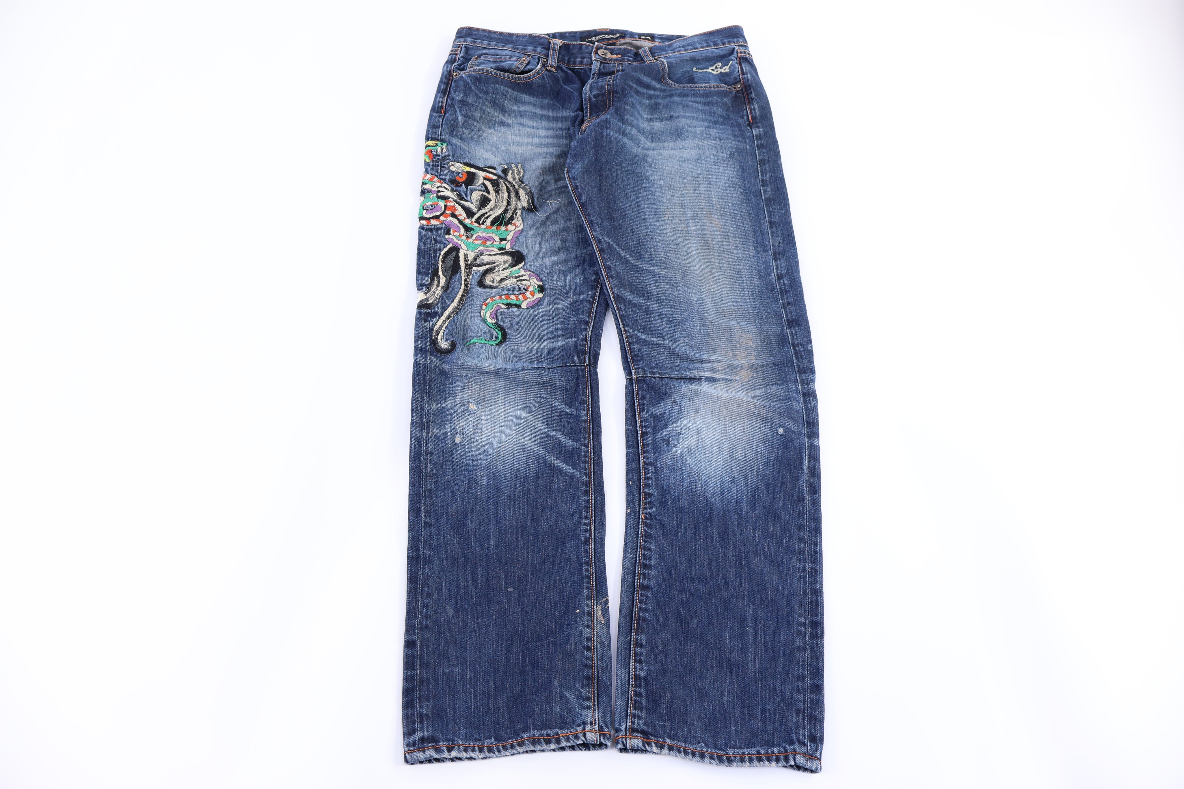 Ed Hardy Embroidered Denim Jeans