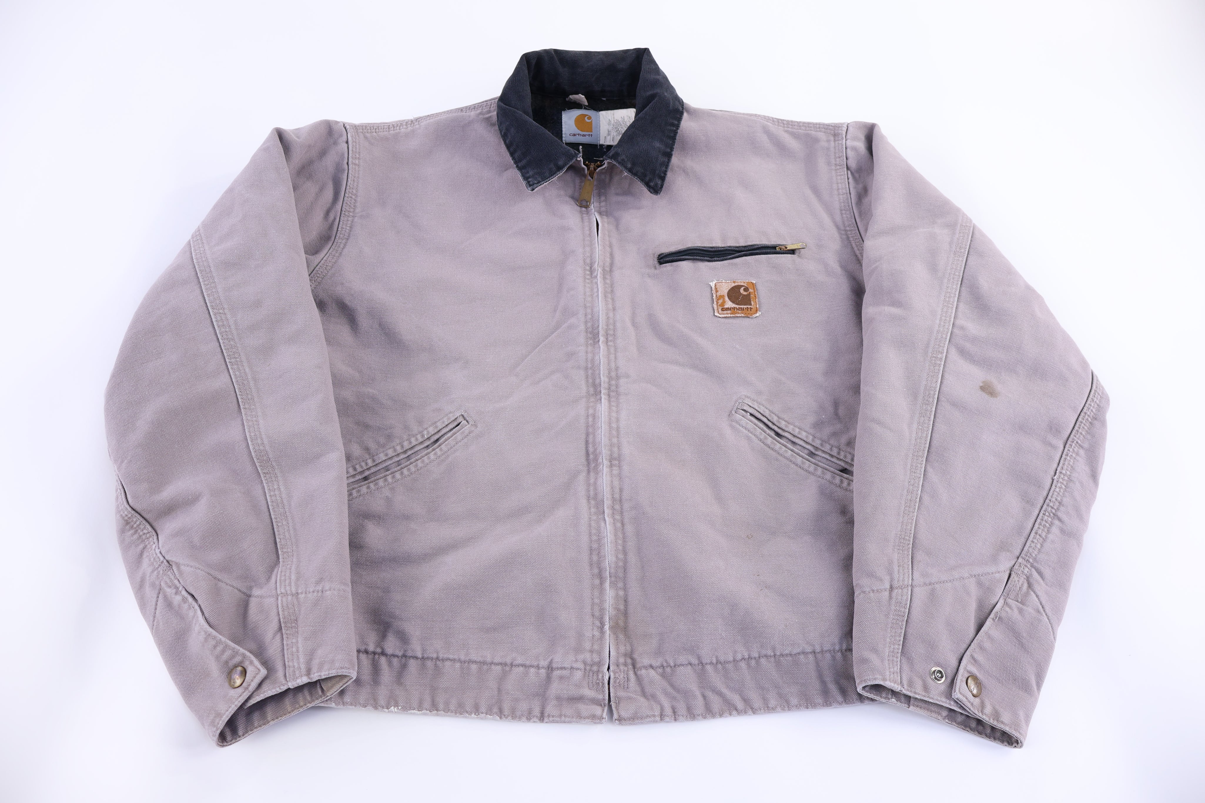 Carhartt Logo Patch Grey Blanket Lined Detroit Jacket