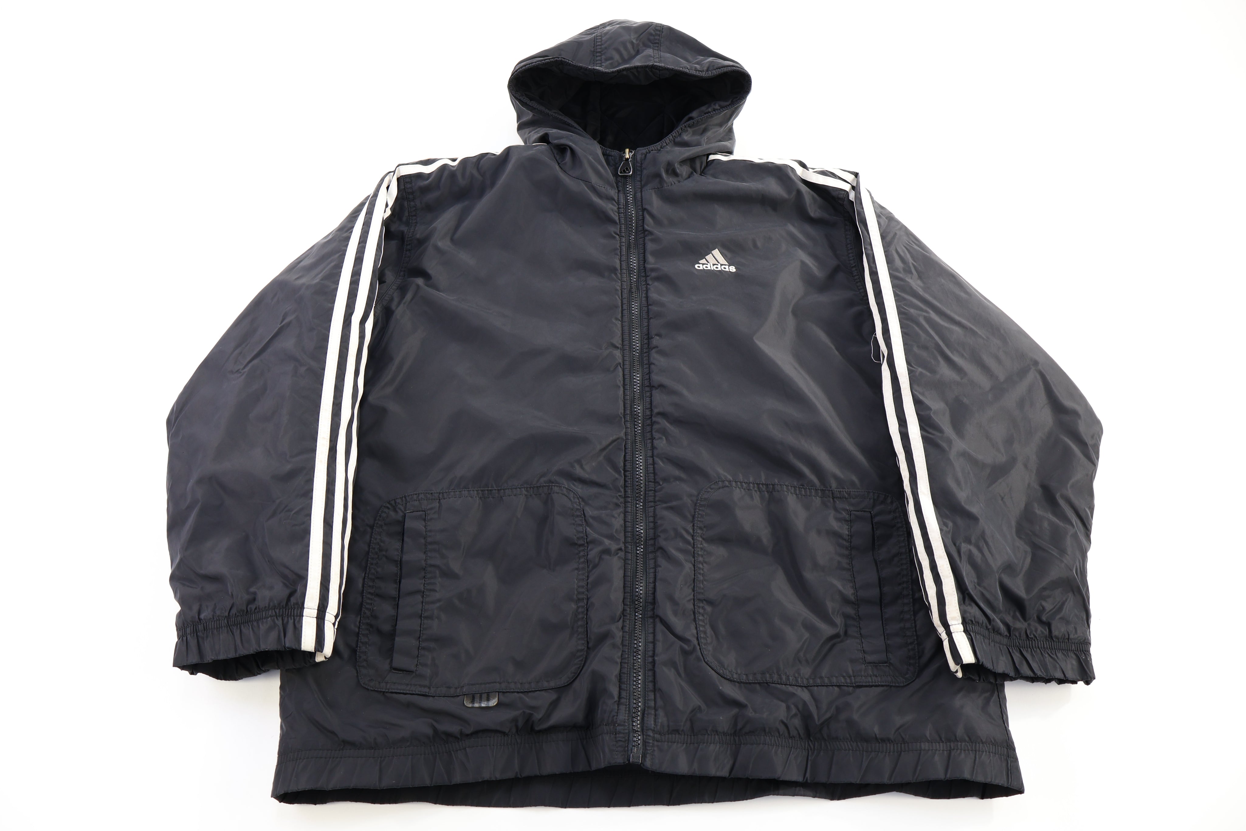 90's Adidas Embroidered Logo Black & White Full Zip Jacket