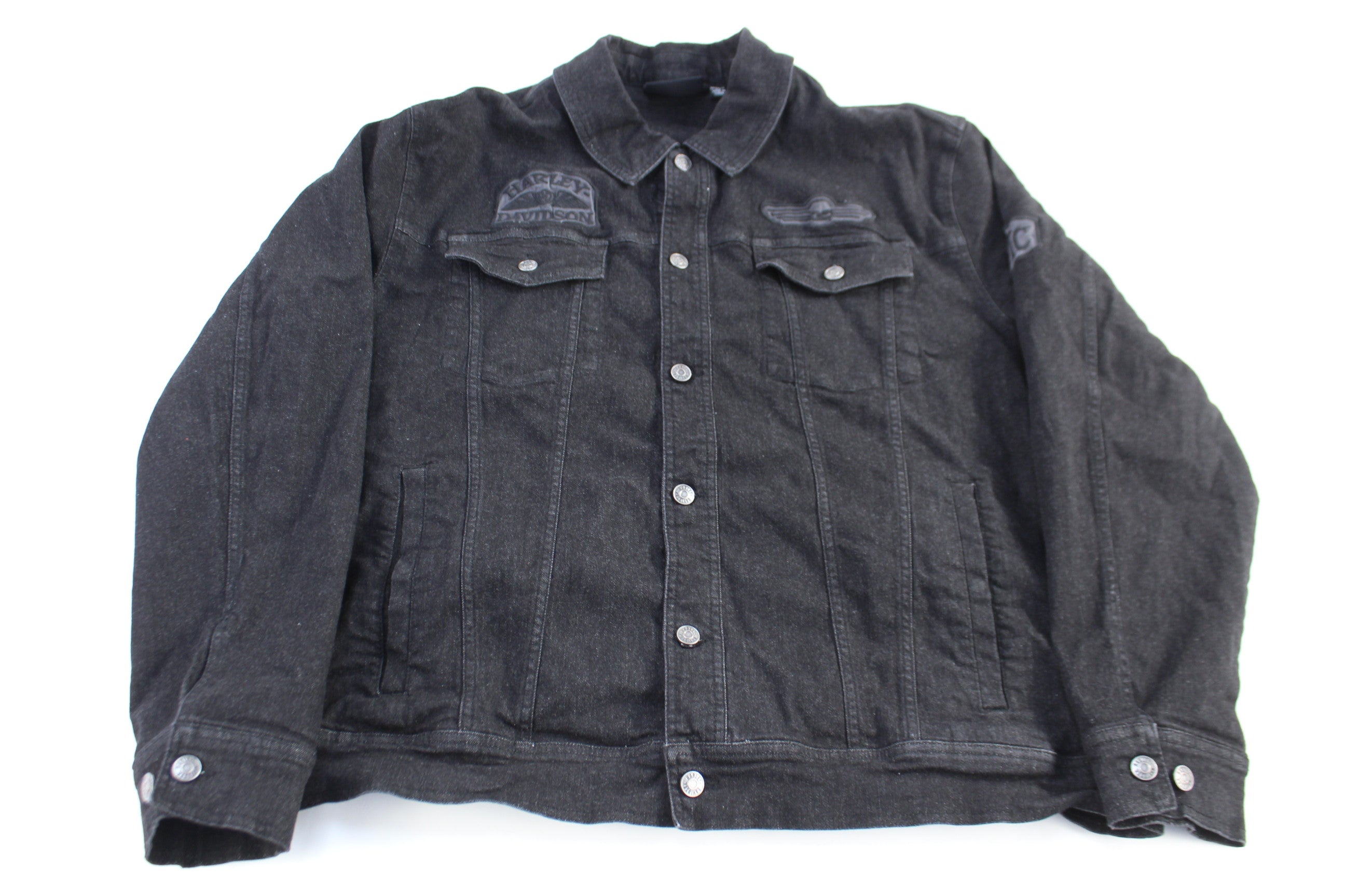 Harley Davidson Motorcycle Black Denim Jacket