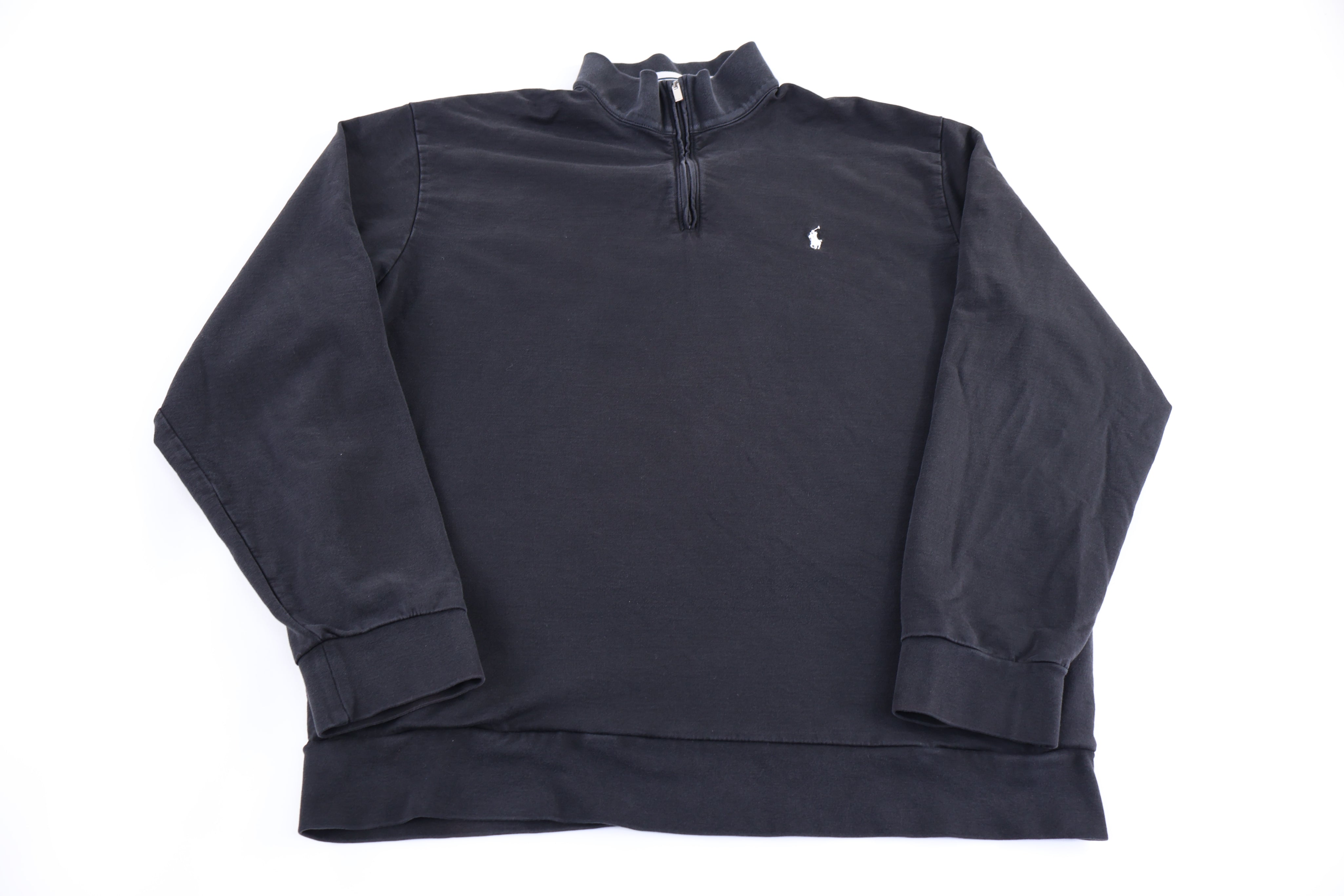Polo by Ralph Lauren Embroidered Logo Black Quarter Zip Sweater