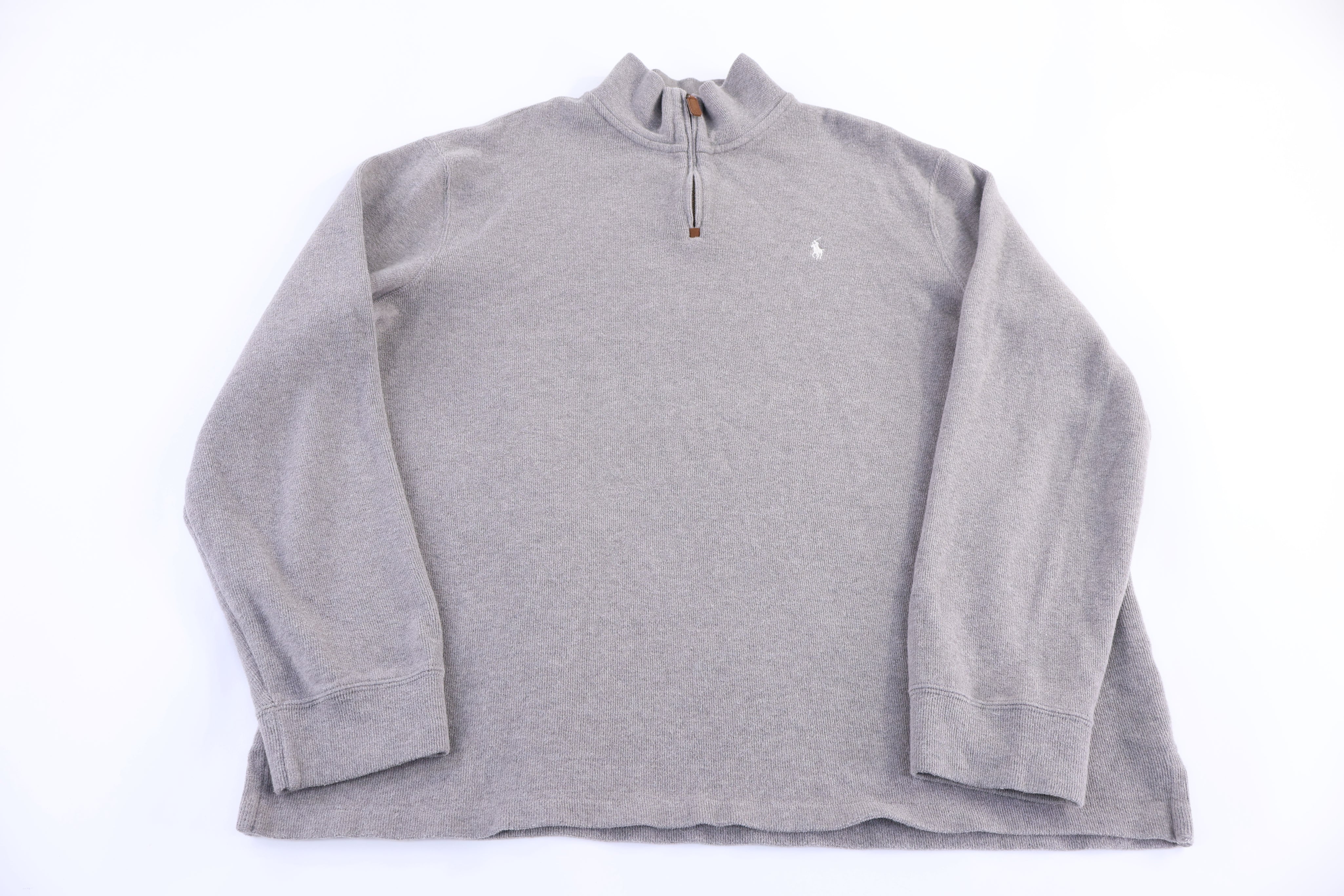 Polo by Ralph Lauren Embroidered Logo Grey Quarter Zip Sweater