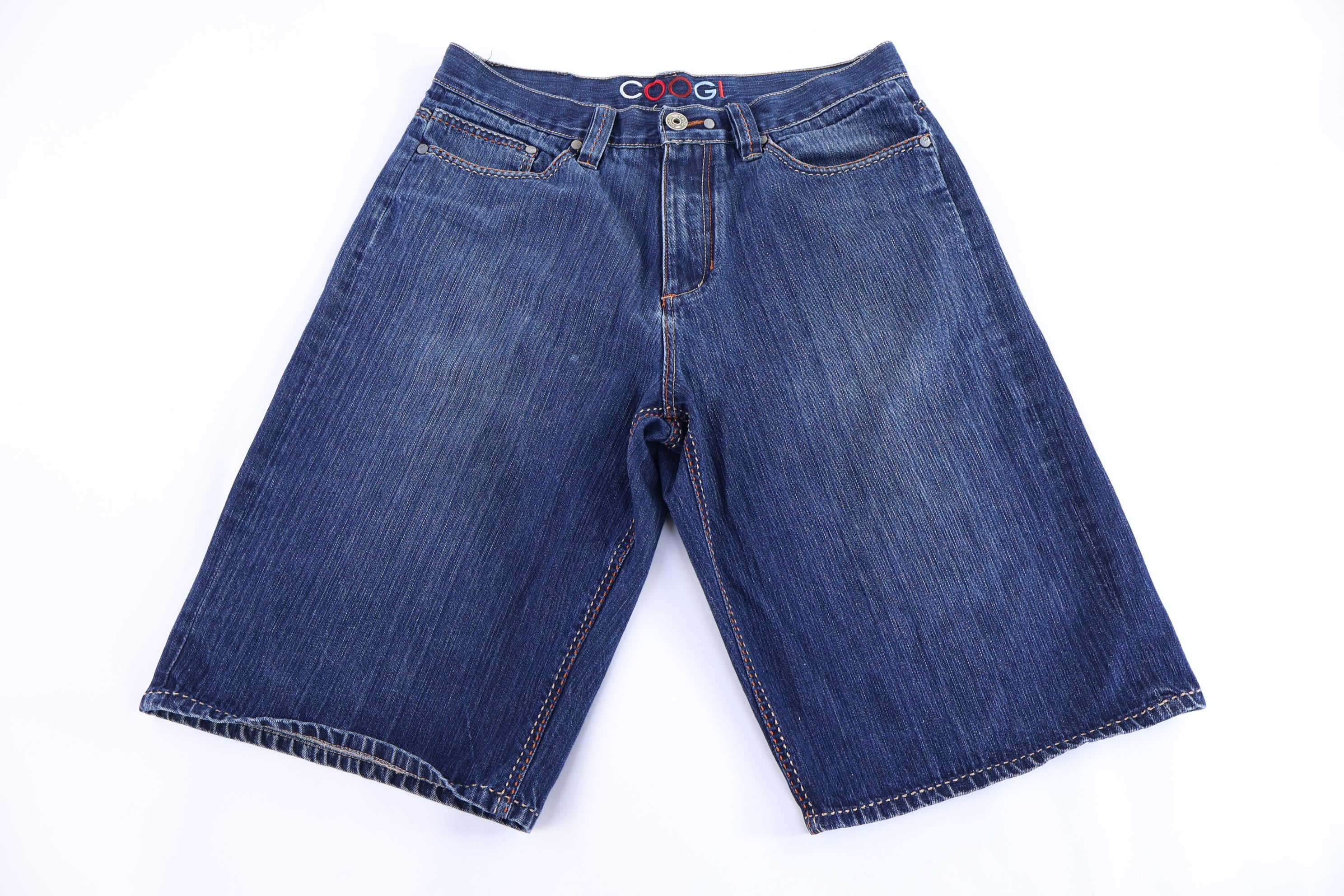 Coogi Embroidered Dark Wash Denim Shorts