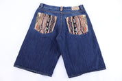 Coogi Embroidered Dark Wash Denim Shorts