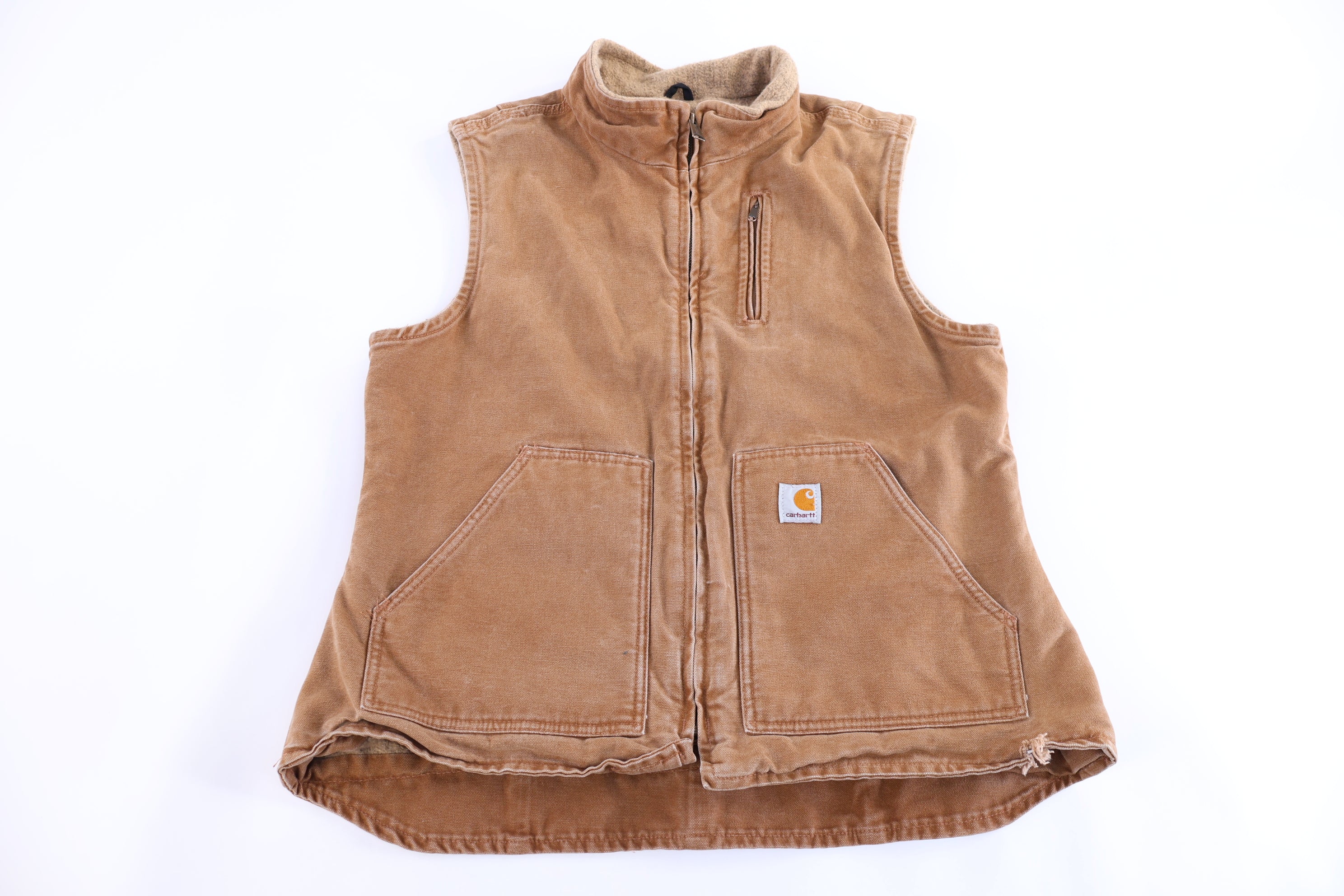 Women's Carhartt Logo Patch Tan full Zip Vest