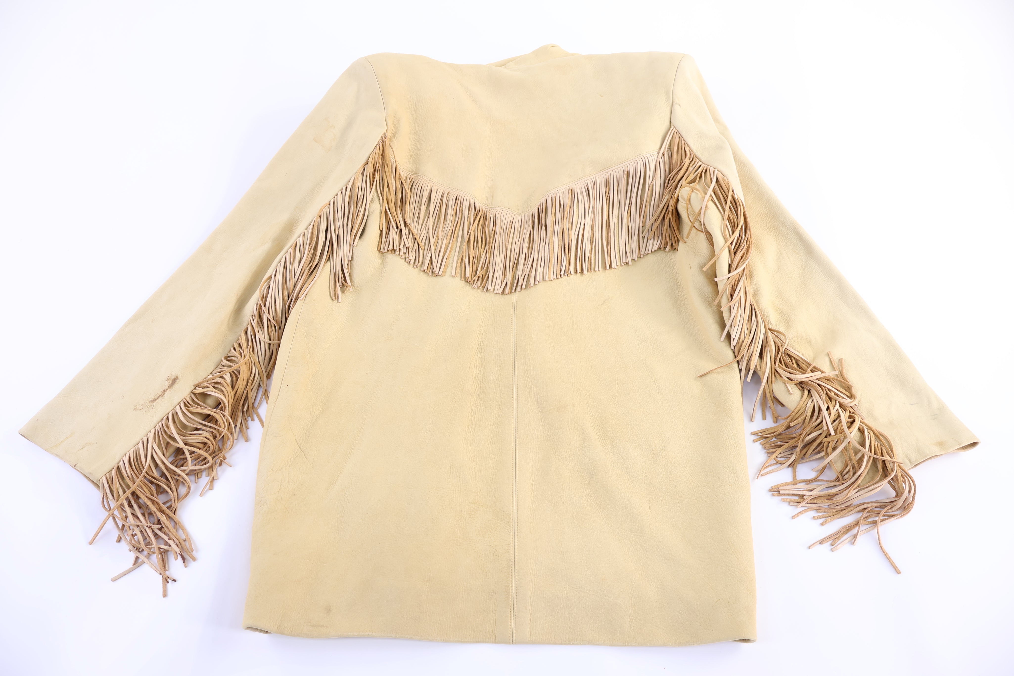 90's SHE Apparel Tan Fringe Leather Jacket