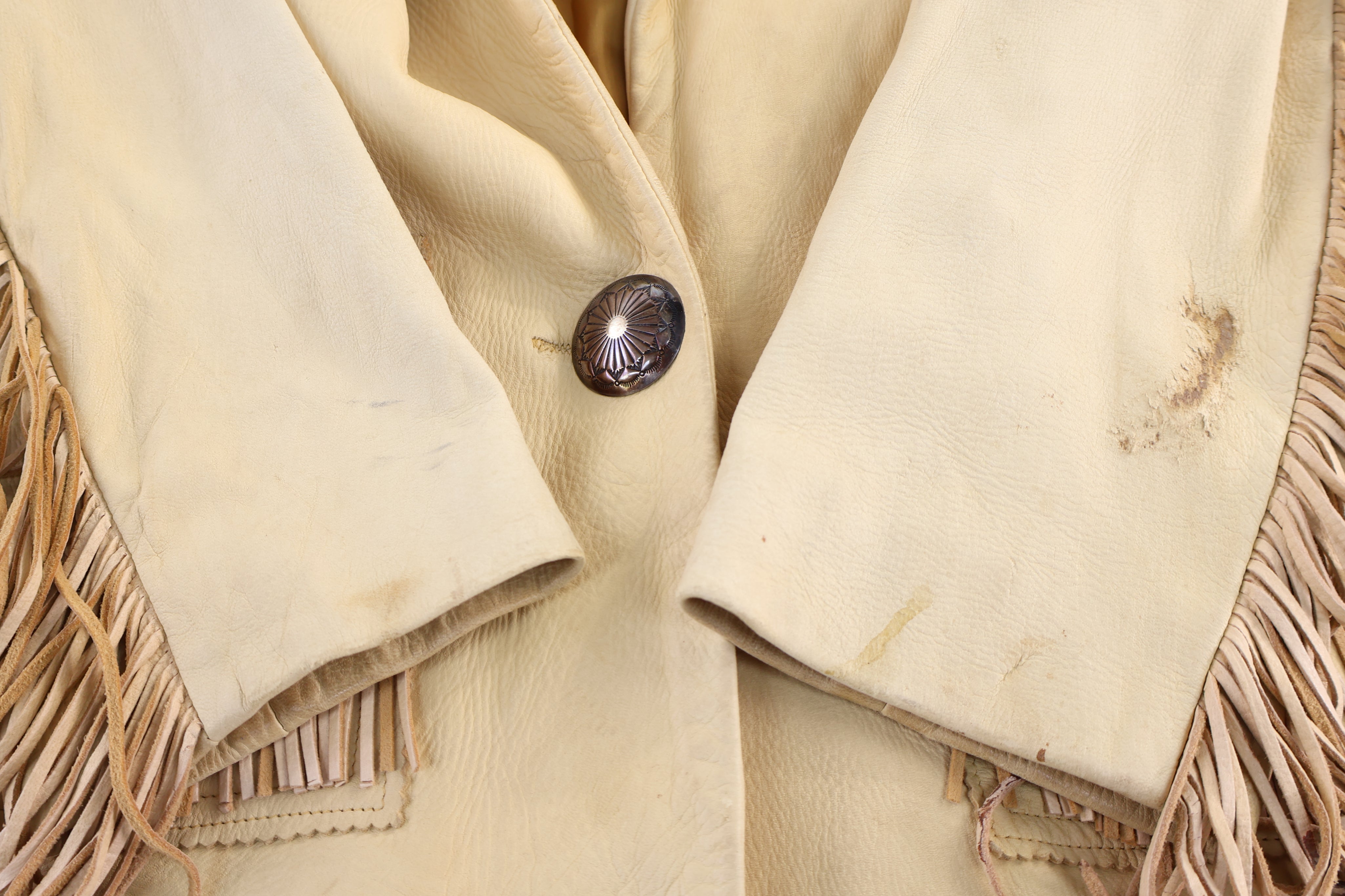 90's SHE Apparel Tan Fringe Leather Jacket