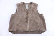 Carhartt Logo Patch Brown Sherpa Lined Full Zip Vest