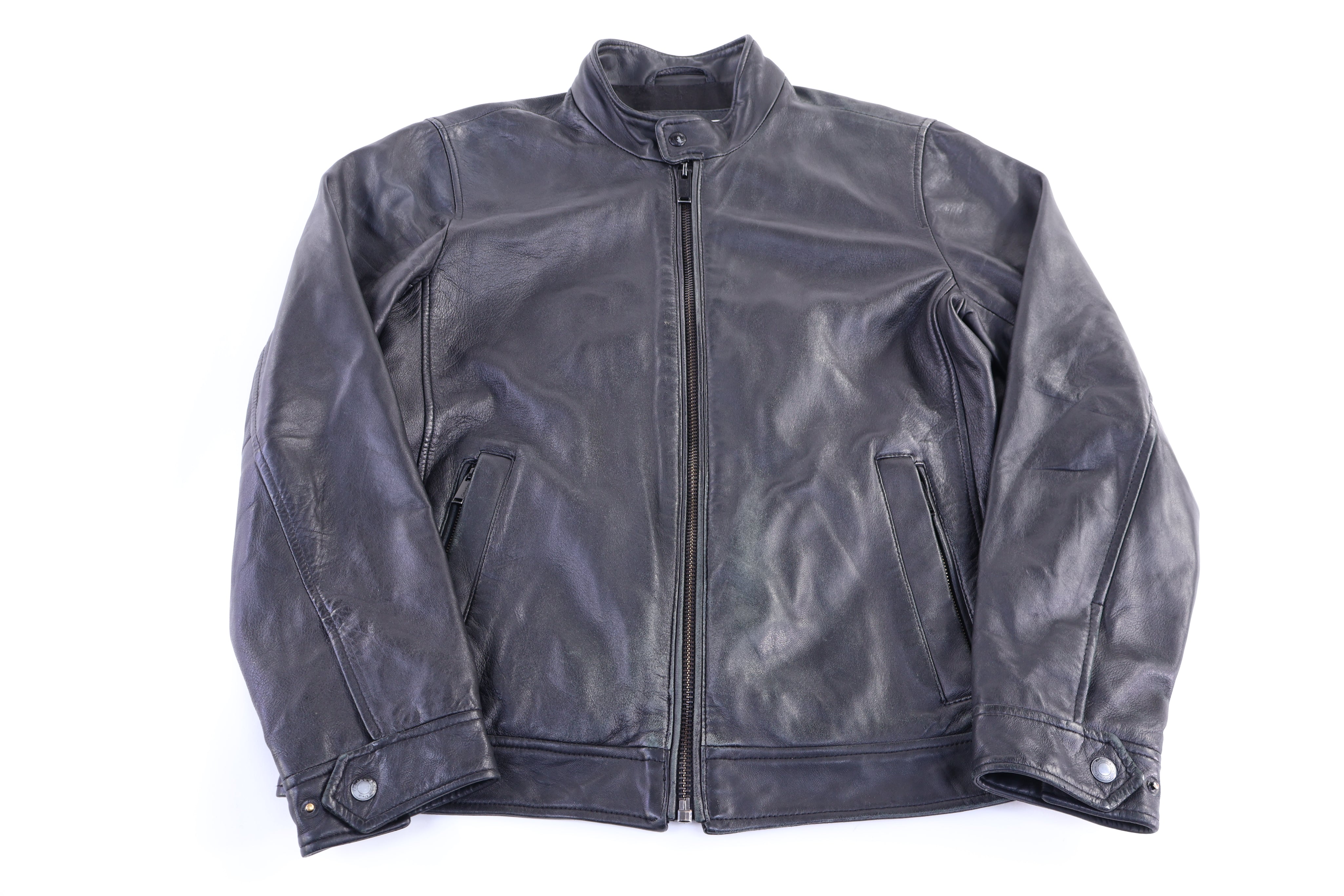Calvin Klein Black Leather Full Zip Jacket