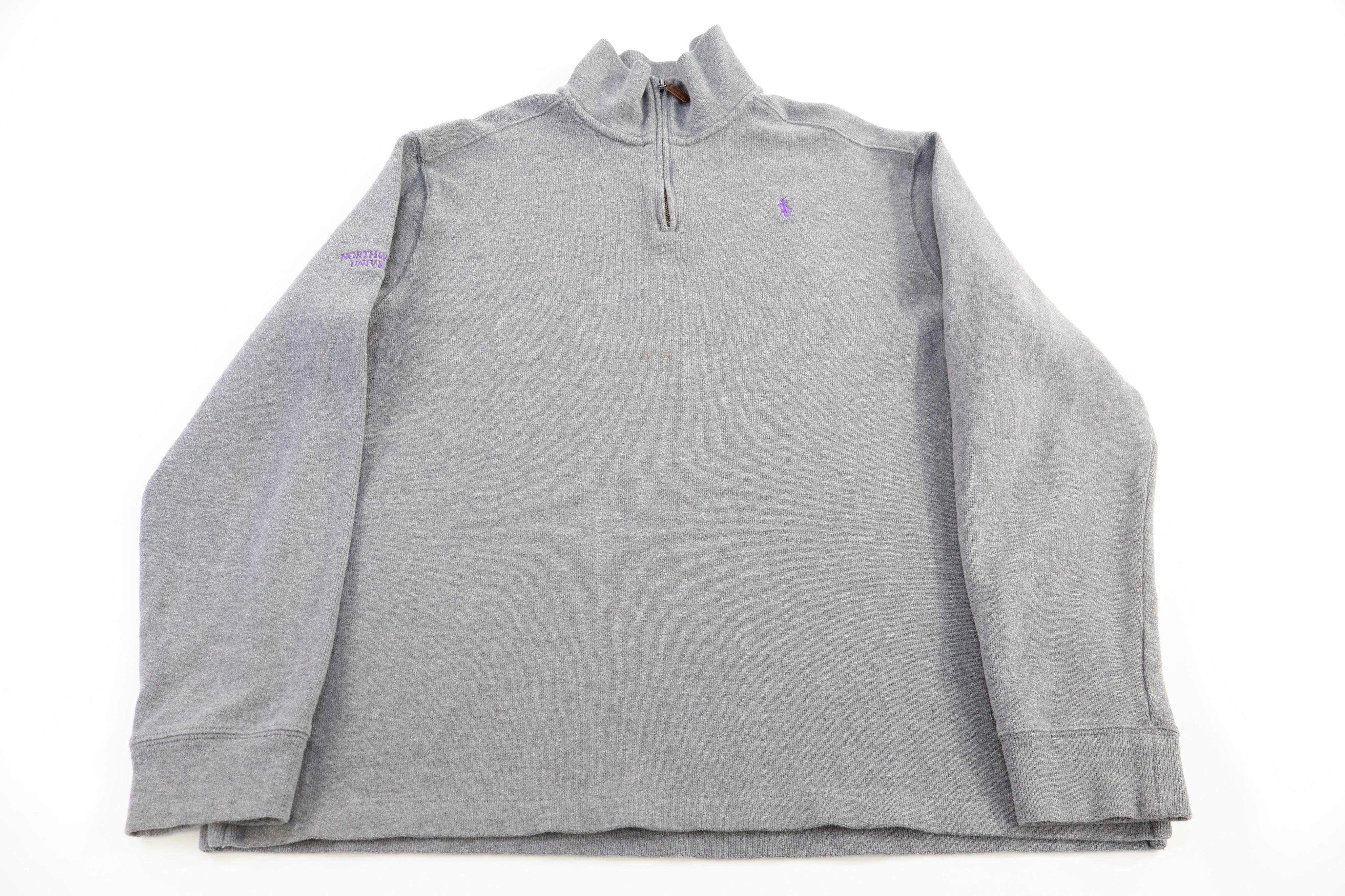 Polo by Ralph Lauren Embroidered Logo Grey Quarter Zip Sweater