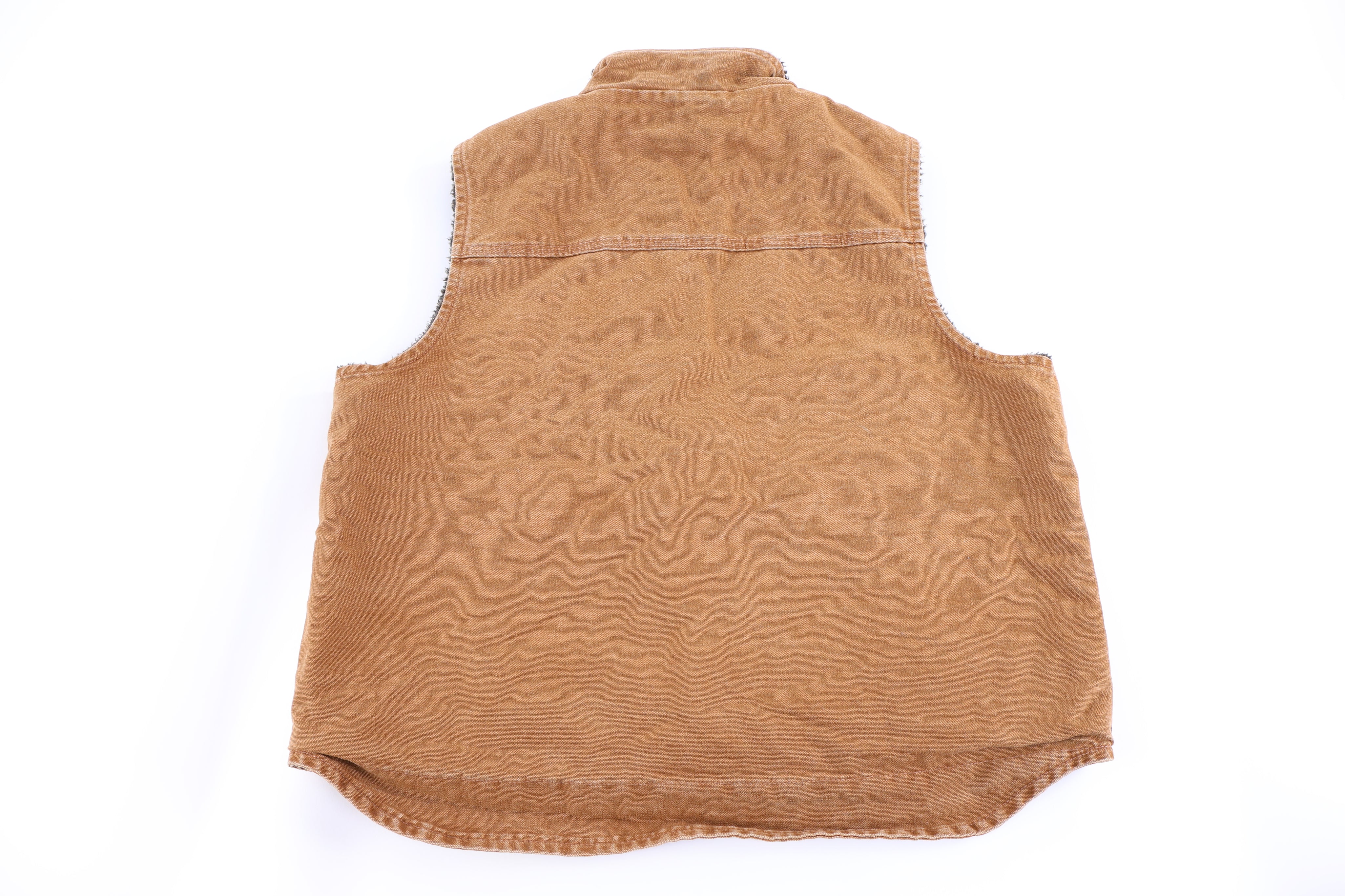 Carhartt Logo Patch Tan Sherpa Lined Full Zip Vest