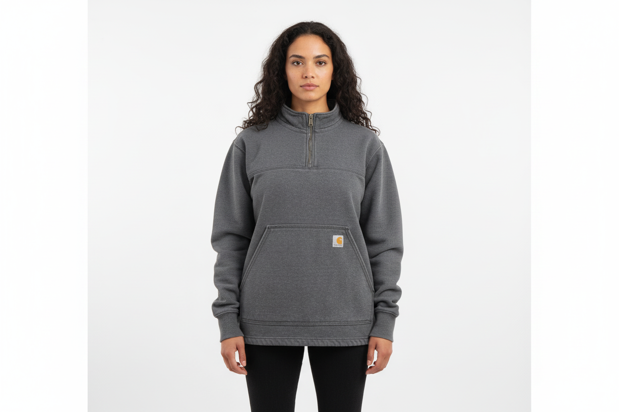 Carhartt Logo Patch Grey Quarter Zip Sweatshirt