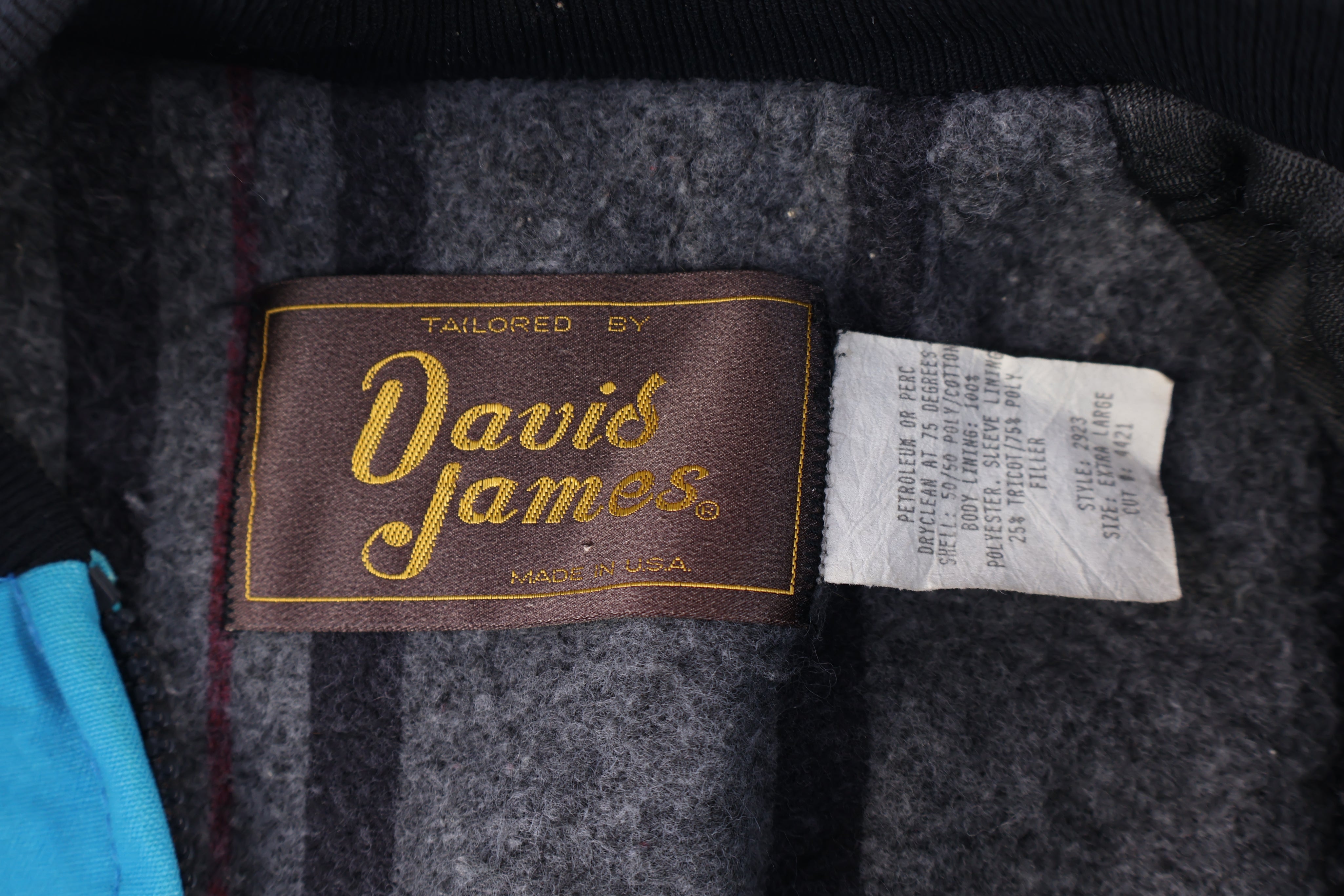 90's David James Blue Western Pattern Full Zip Jacket