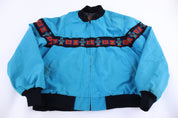 90's David James Blue Western Pattern Full Zip Jacket