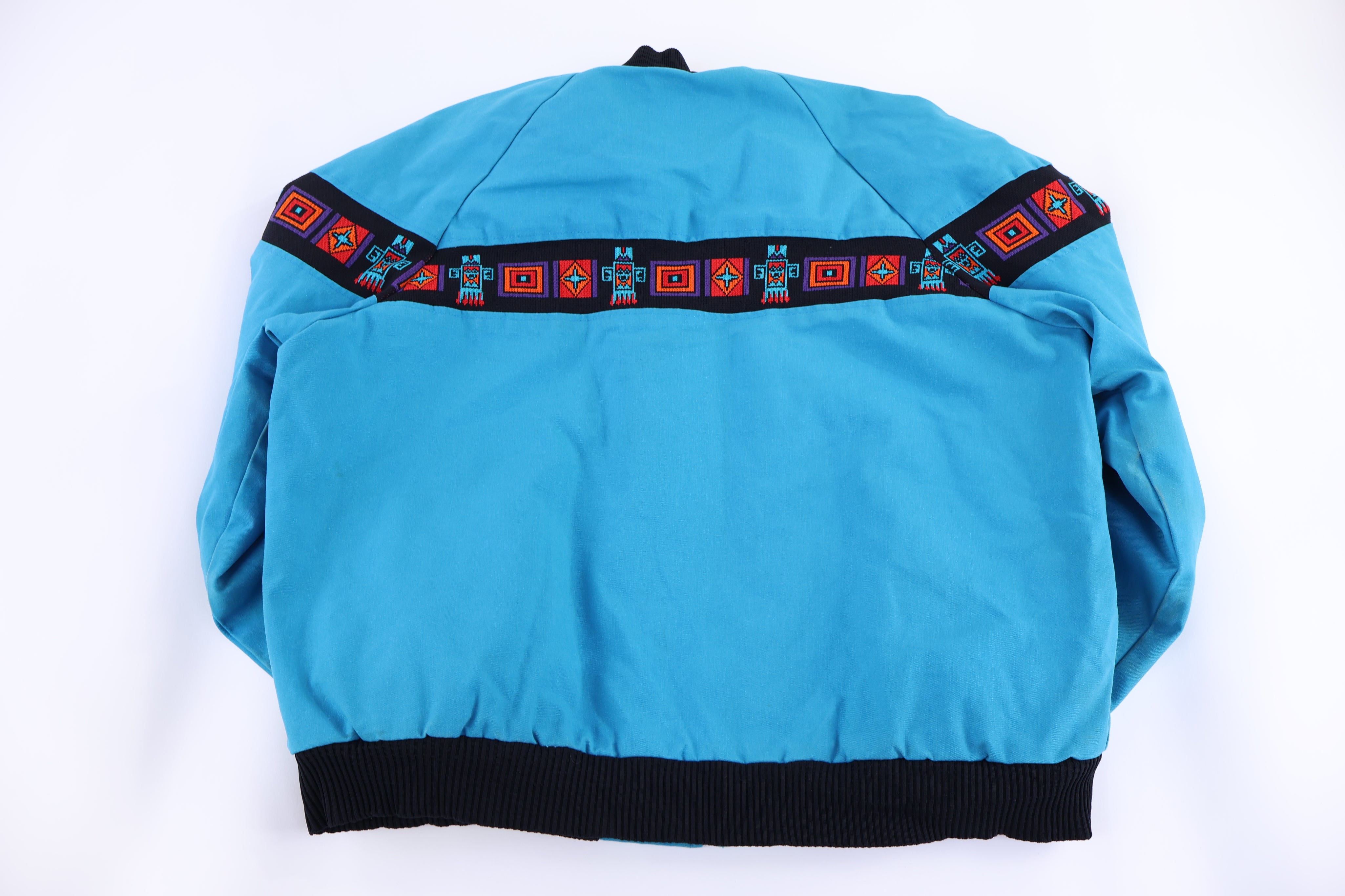 90's David James Blue Western Pattern Full Zip Jacket