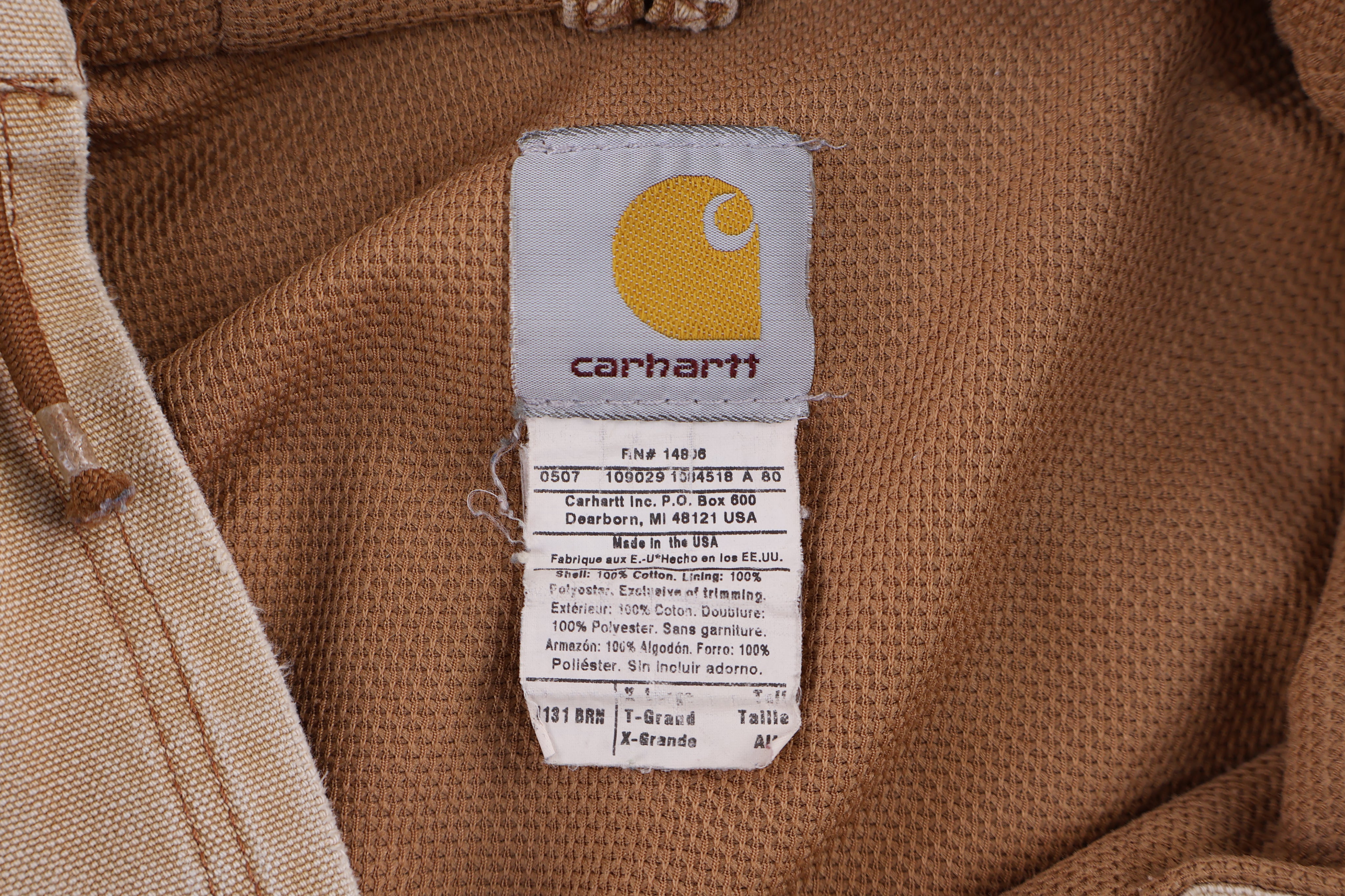 Carhartt Logo Patch Tan Full Zip Jacket