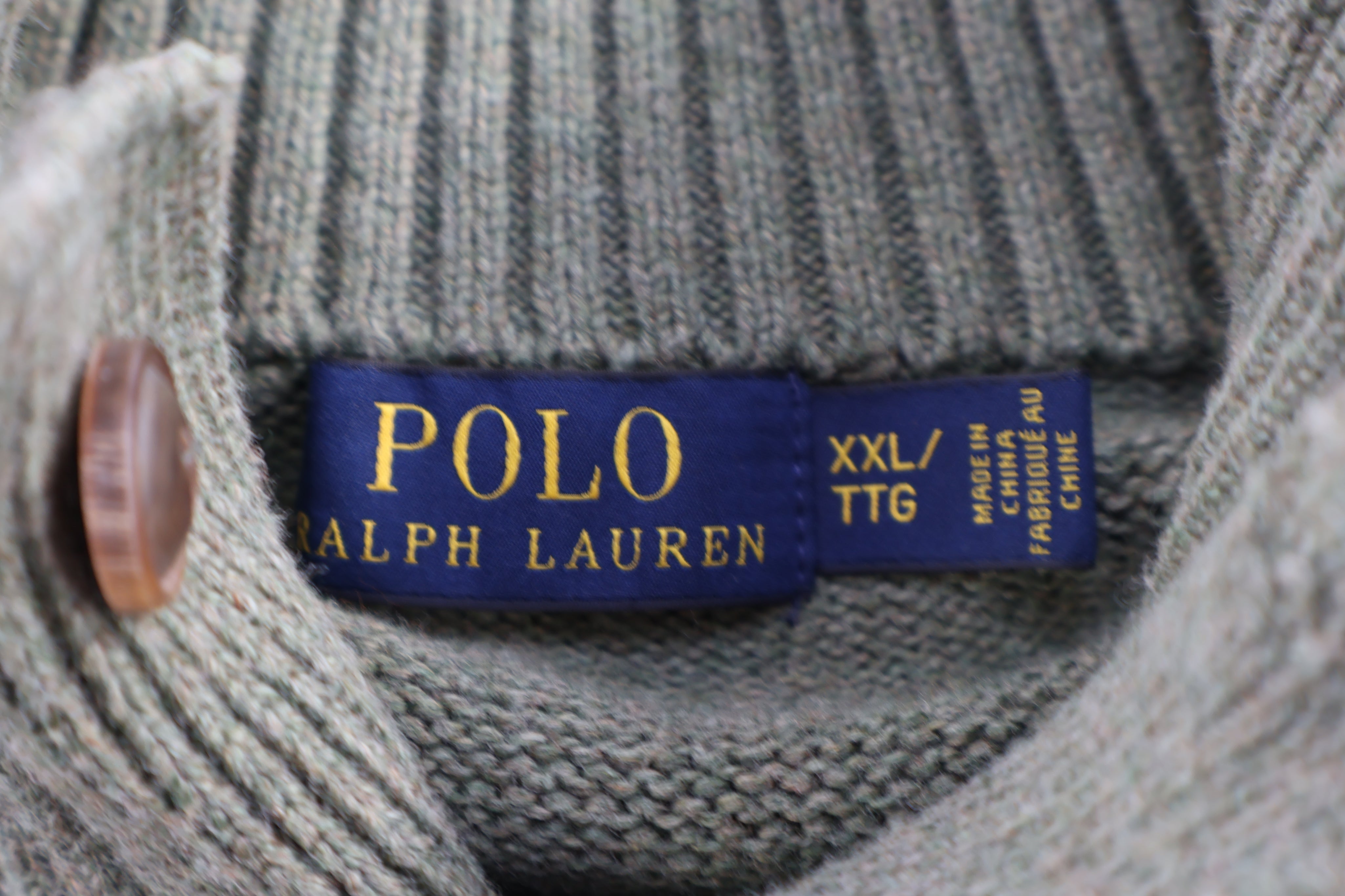 Polo Ralph Lauren Embroidered Logo Green Henley Sweater