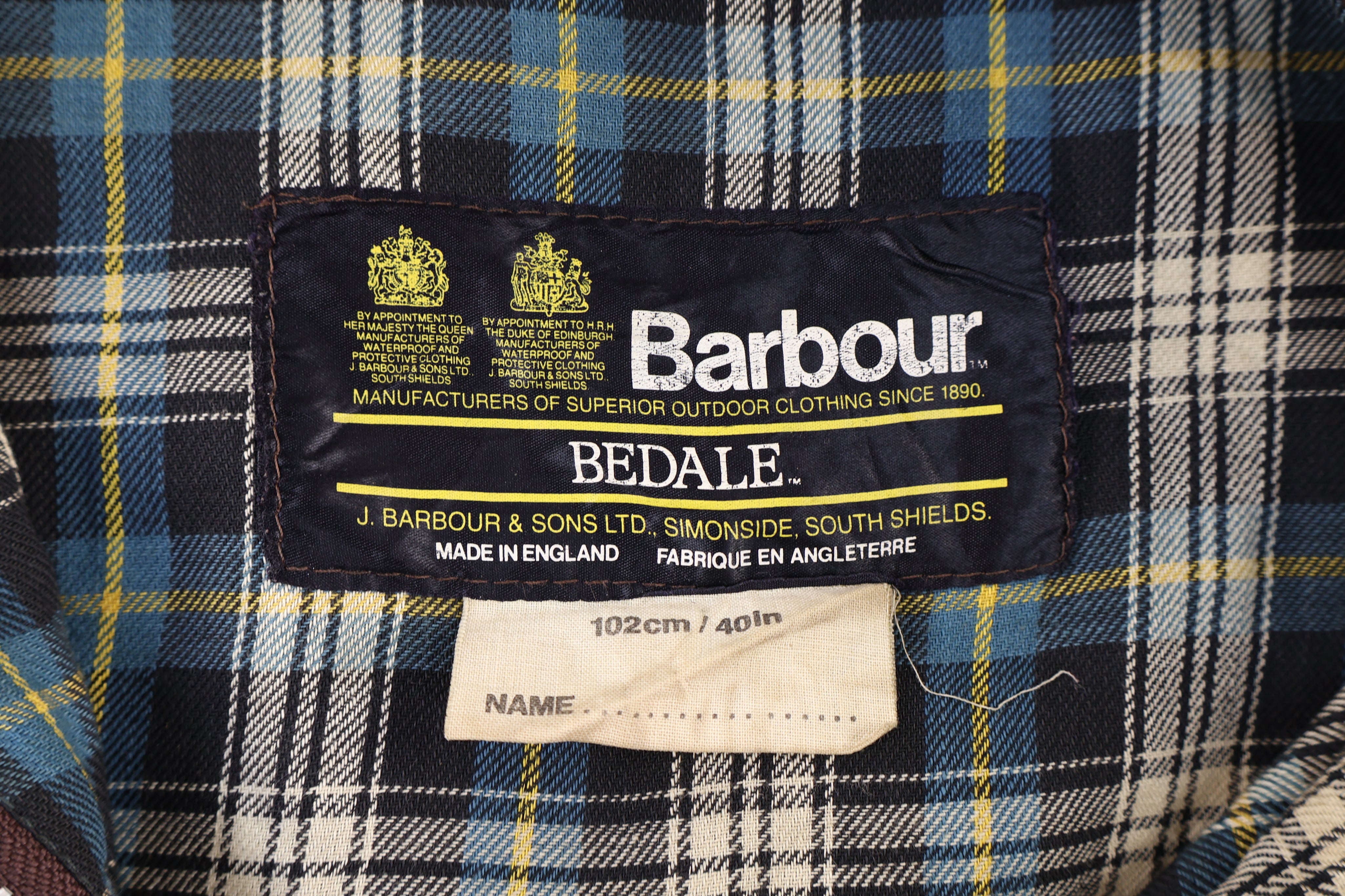 Vintage Barbour Olive Green Wax Full Zip Jacket