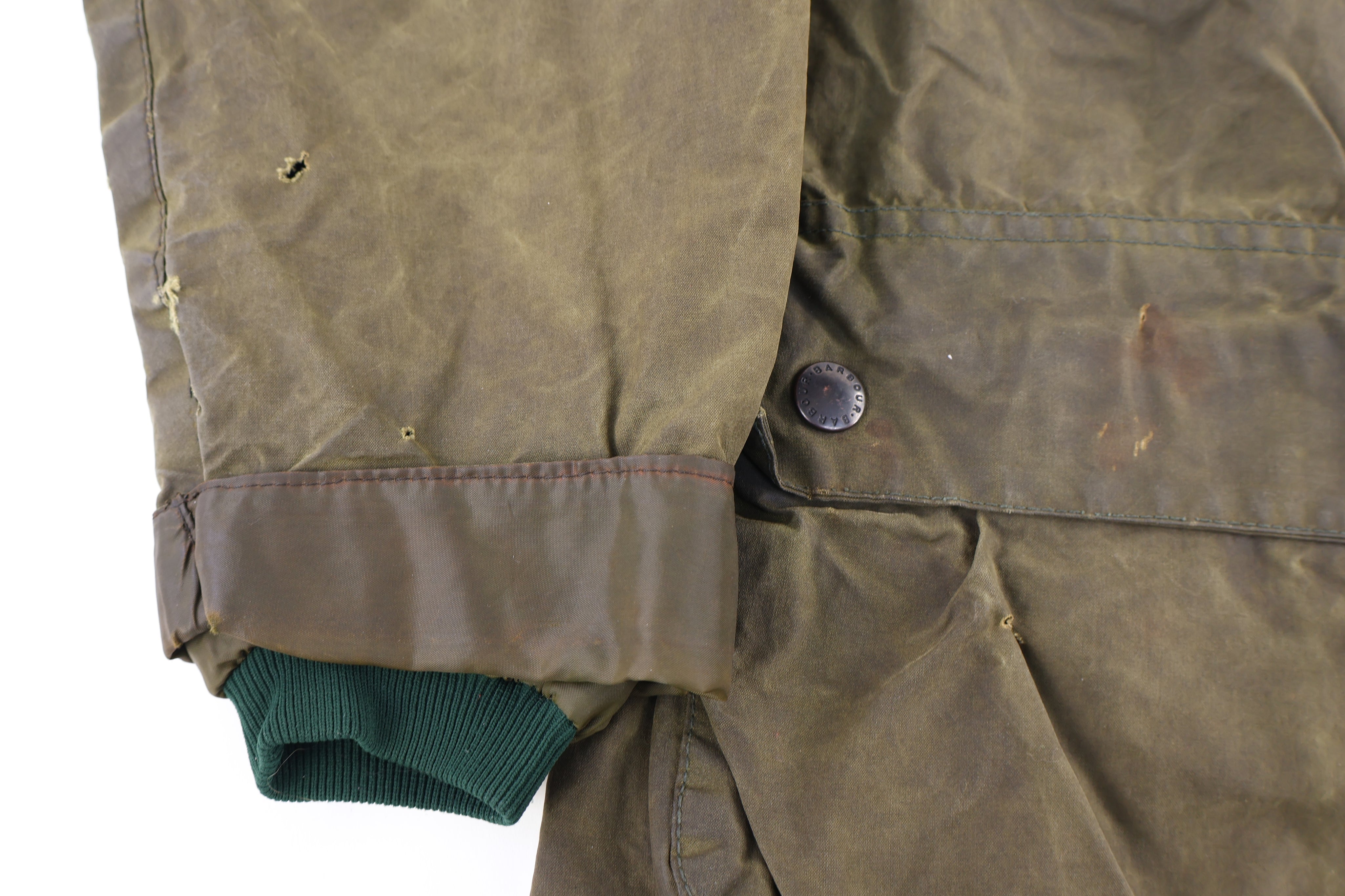 Vintage Barbour Olive Green Wax Full Zip Jacket