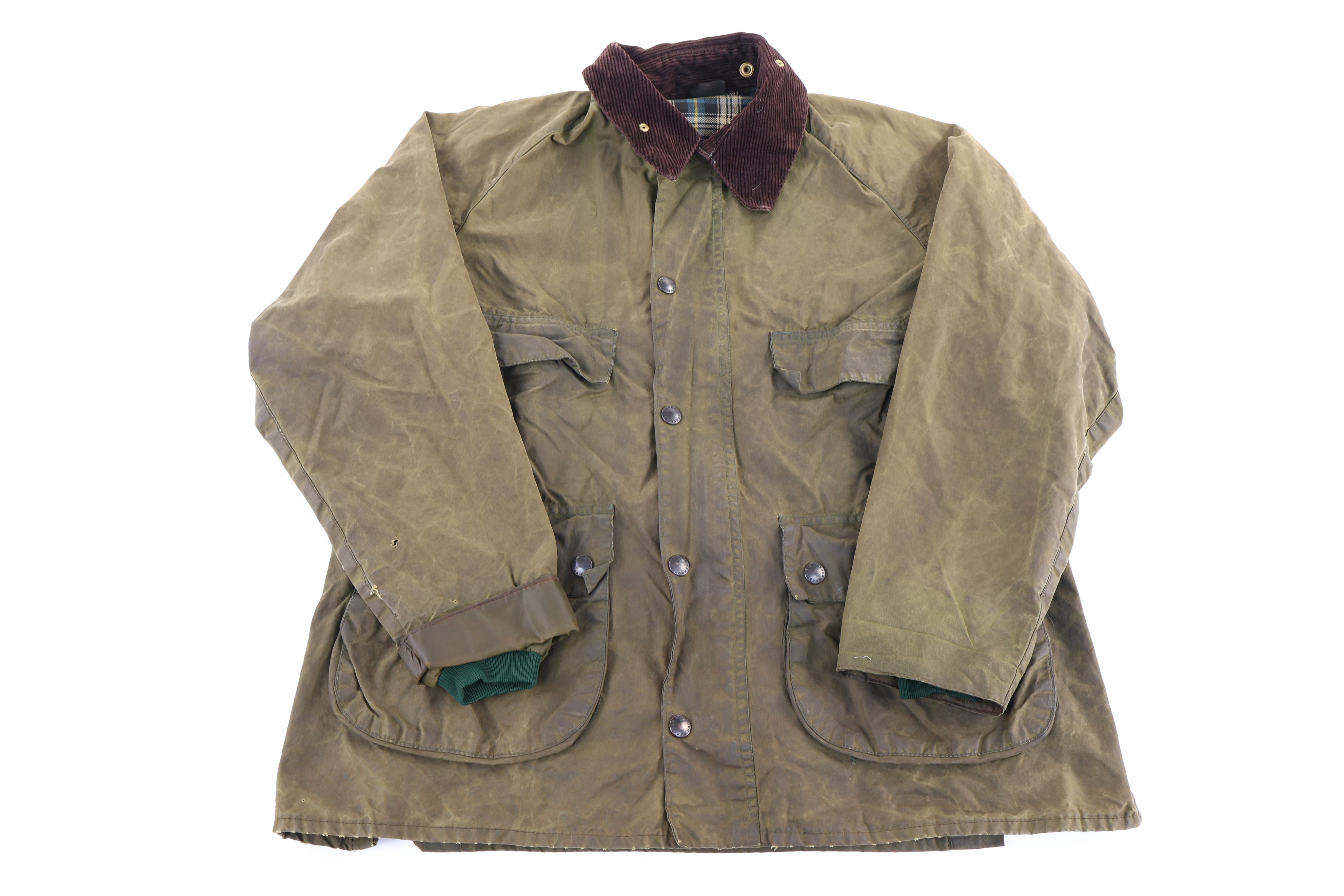 Vintage Barbour Olive Green Wax Full Zip Jacket