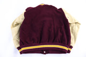 90's TM Athletics Maroon & Cream Varsity Jacket
