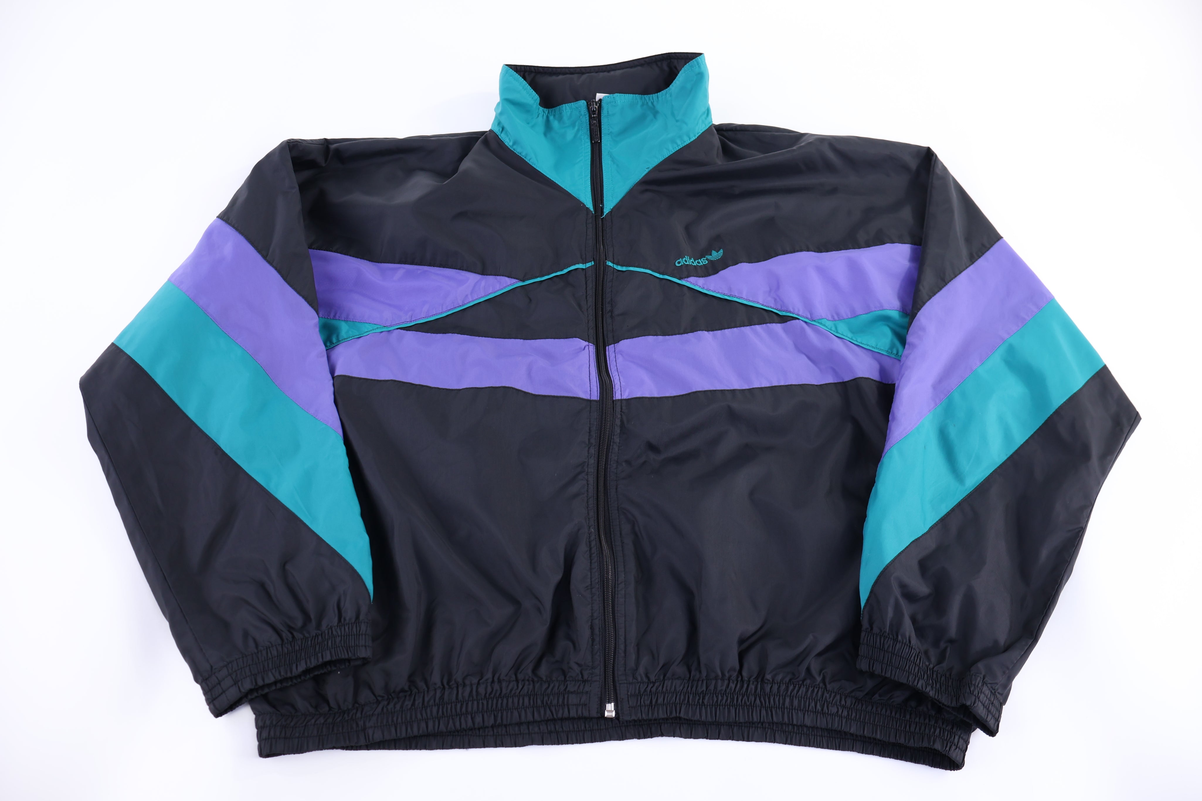 80's Adidas Embroidered Logo Multicolor Full Zip Jacket