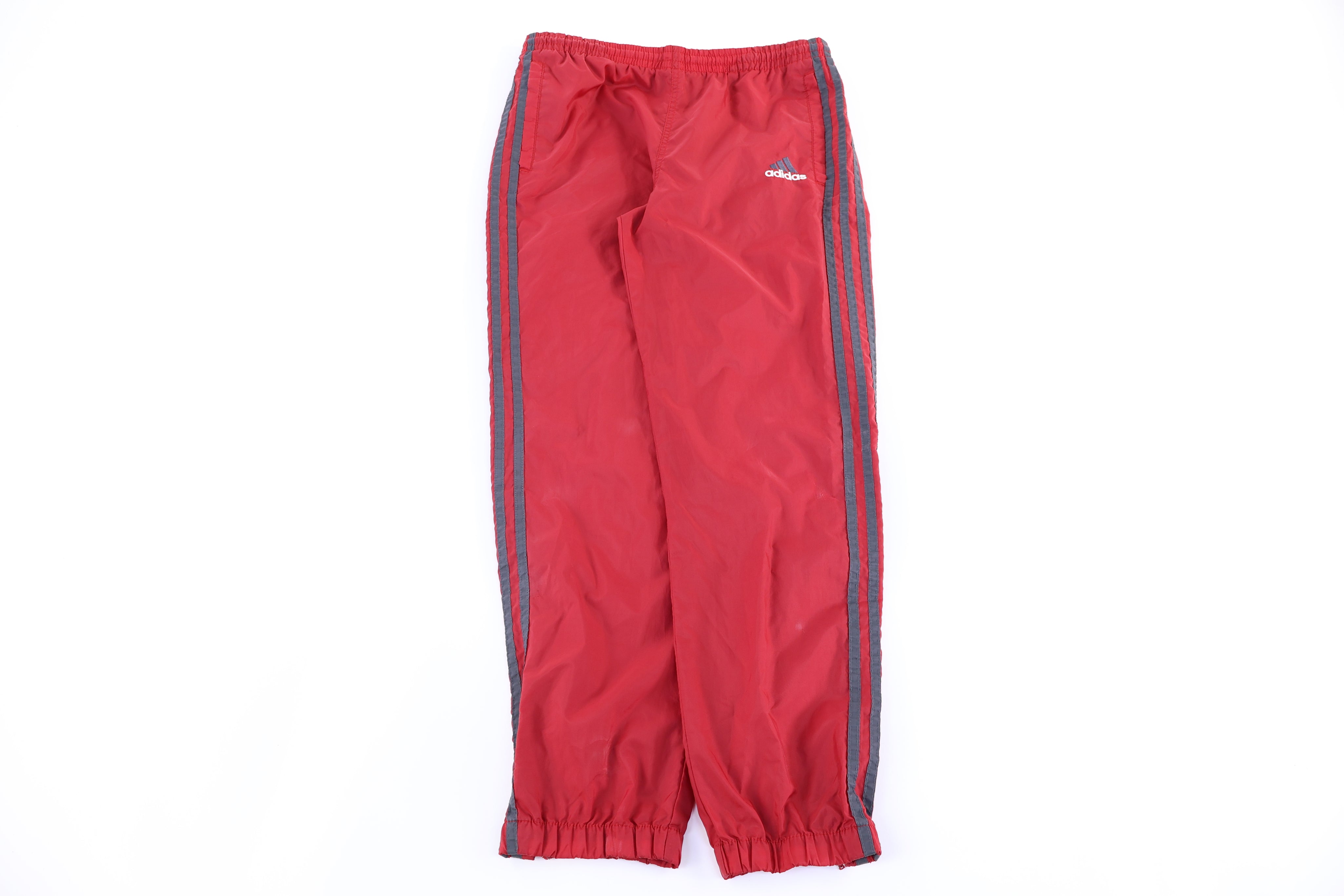 90's Adidas Embroidered Logo Red & Grey Track Pants