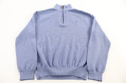 Polo Ralph Lauren Embroidered Logo Blue Quarter Zip Sweater