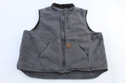 Carhartt Logo Patch Grey Sherpa Lined Full Zip Vest