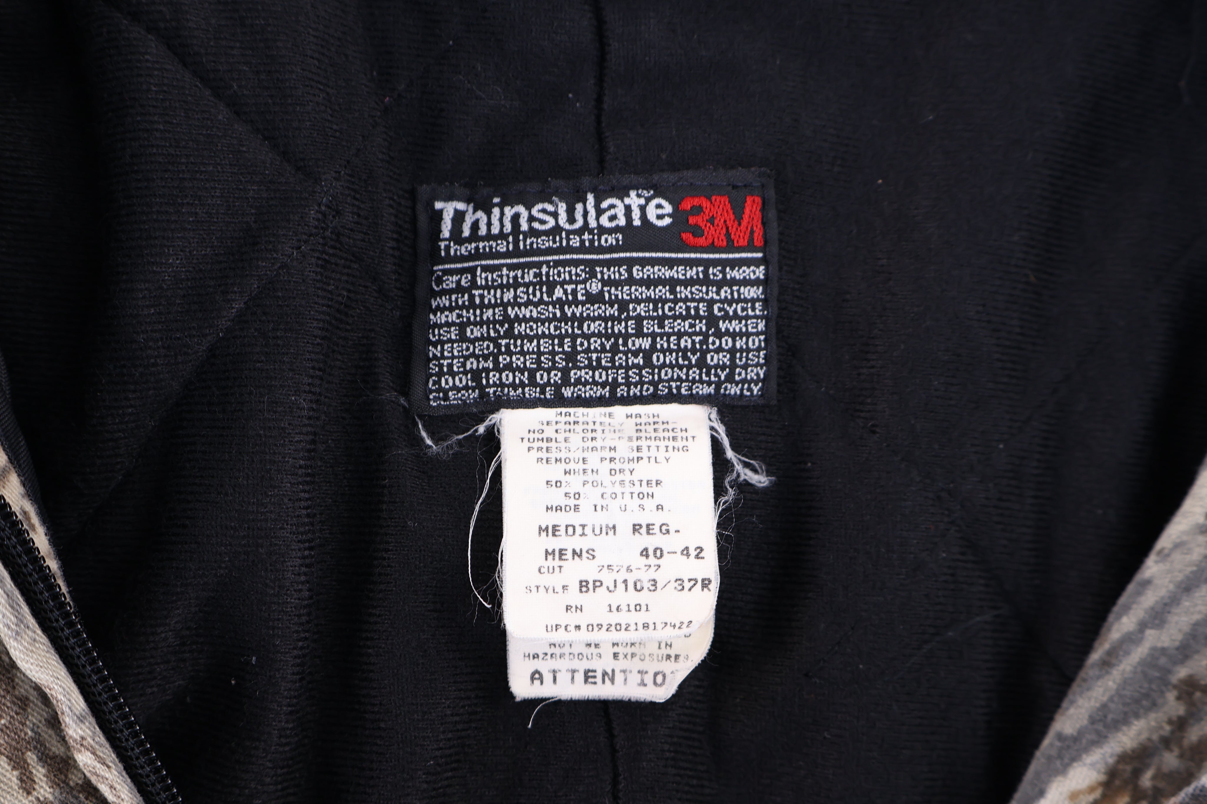 90's Redhead Thinsulate Camo Full Zip Jacket