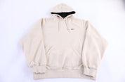Vintage Nike Embroidered Logo Cream Pullover Hoodie