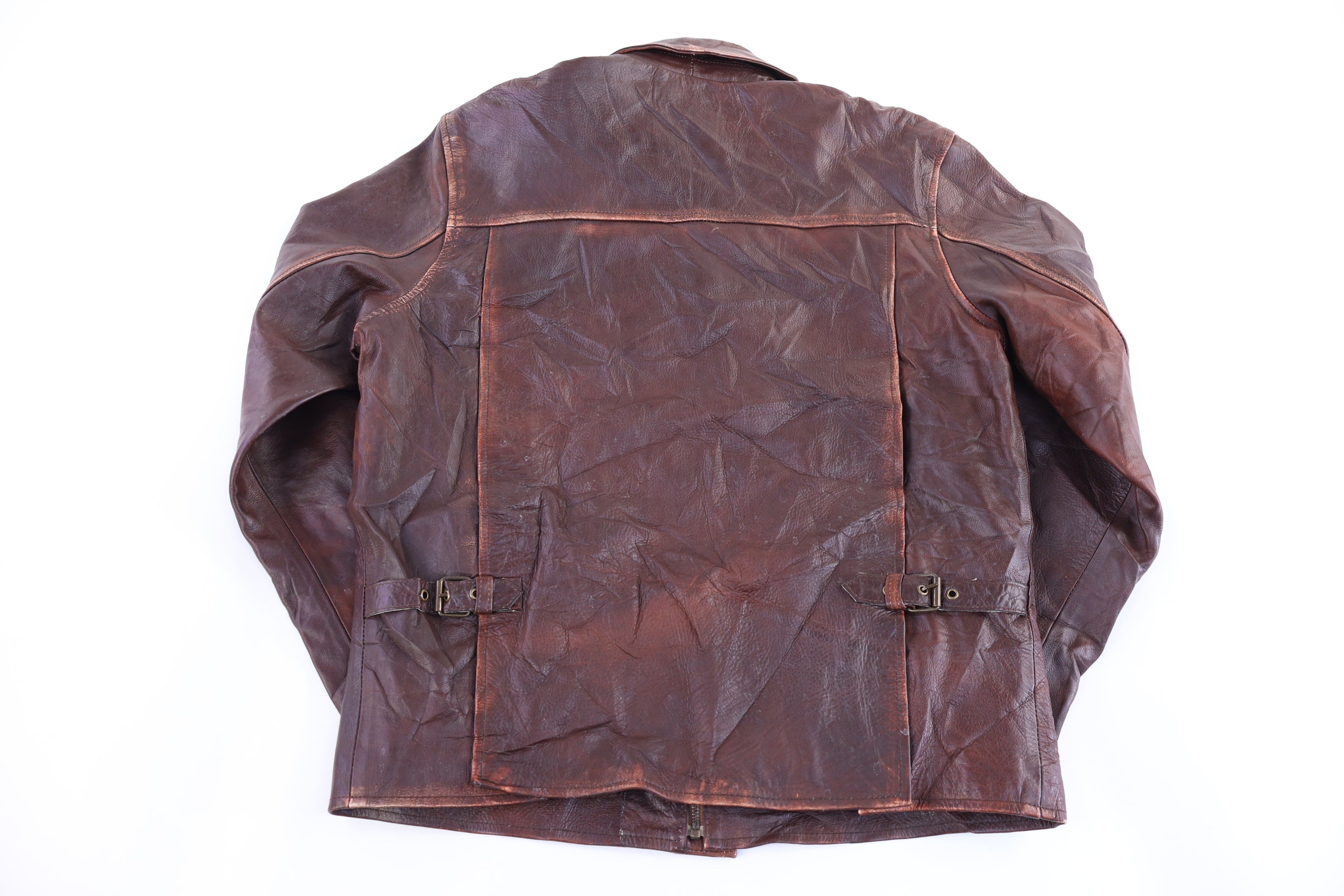 Facon Brown Full Zip Leather Jacket