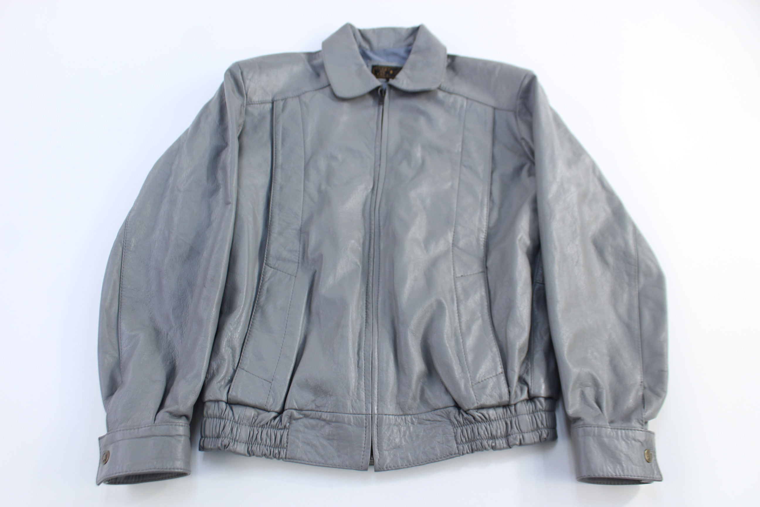 Vintage Cuero De Vaca Grey Full Zip Leather Jacket