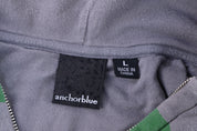 Anchor Blue Grey & Green Striped Full Zip Hoodie