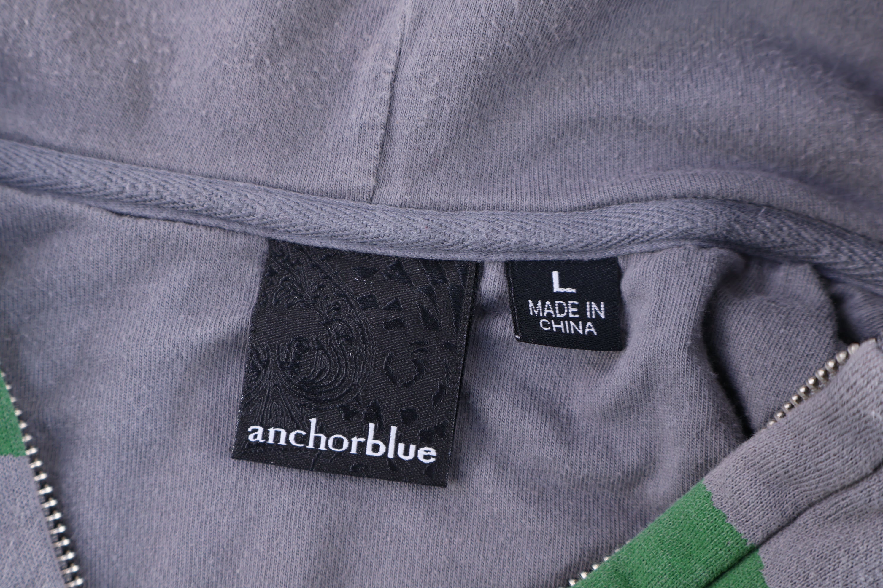 Anchor Blue Grey & Green Striped Full Zip Hoodie