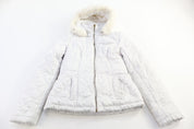 Women's Bebe White Diamond Quilted Full Zip Jacket