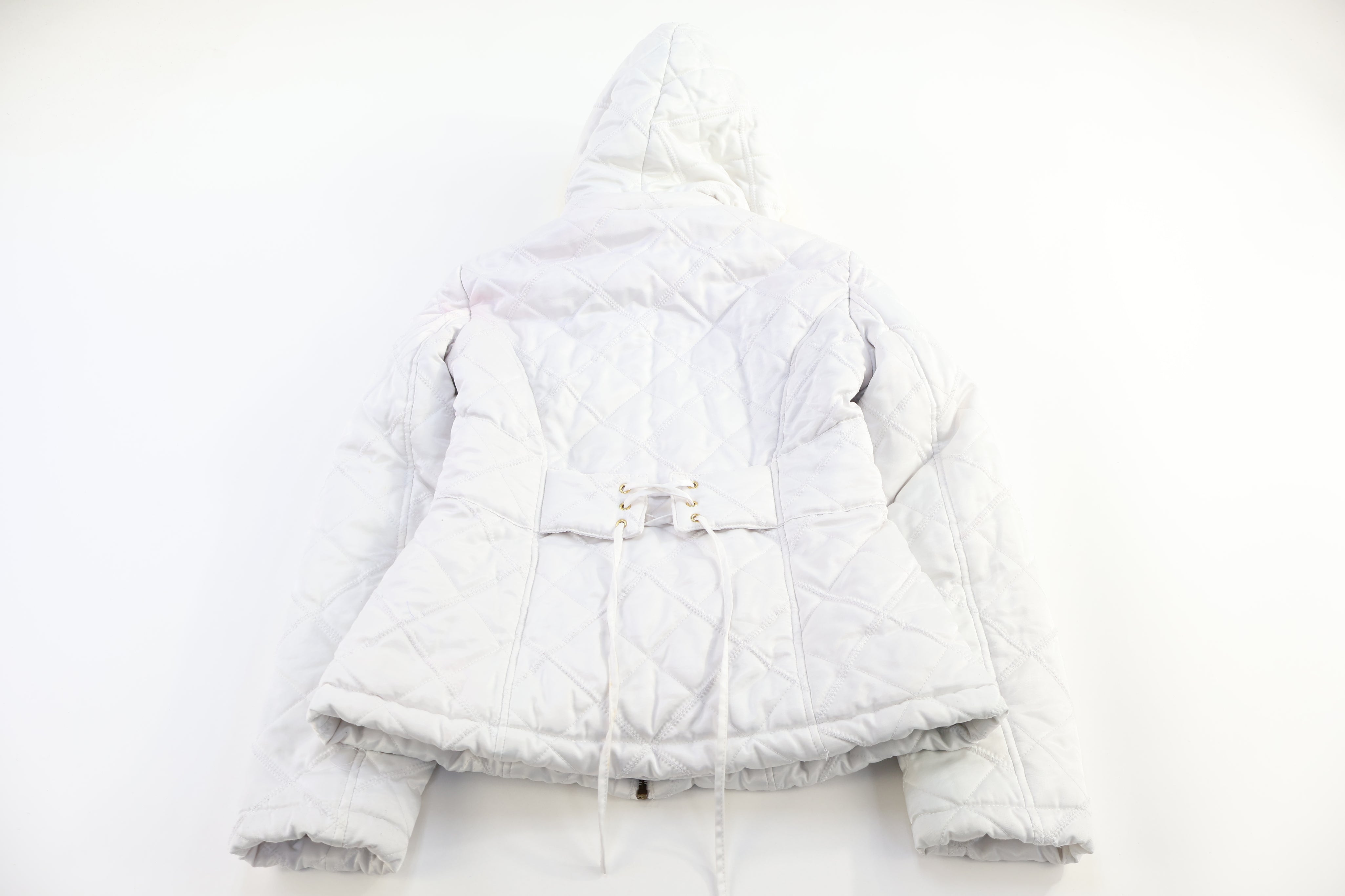 Women's Bebe White Diamond Quilted Full Zip Jacket