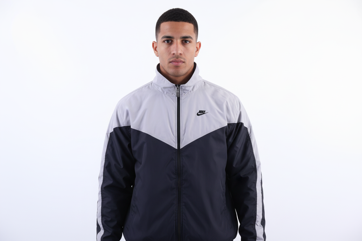 Vintage Nike Embroidered Logo Grey & Black Full Zip Jacket