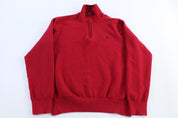 Polo Ralph Lauren Embroidered Logo Red Quarter Zip Sweater