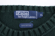 Polo by Ralph Lauren Embroidered Logo Green Knit Sweater