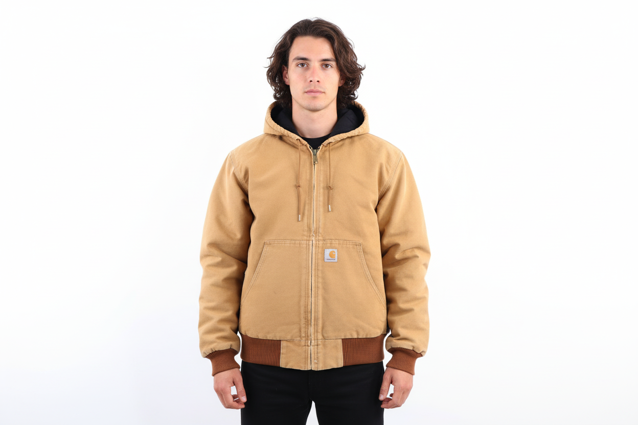 Carhartt Logo Patch Tan Full Zip Jacket