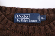 Polo by Ralph Lauren Embroidered Logo Brown Knit Sweater