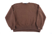 Polo by Ralph Lauren Embroidered Logo Brown Knit Sweater