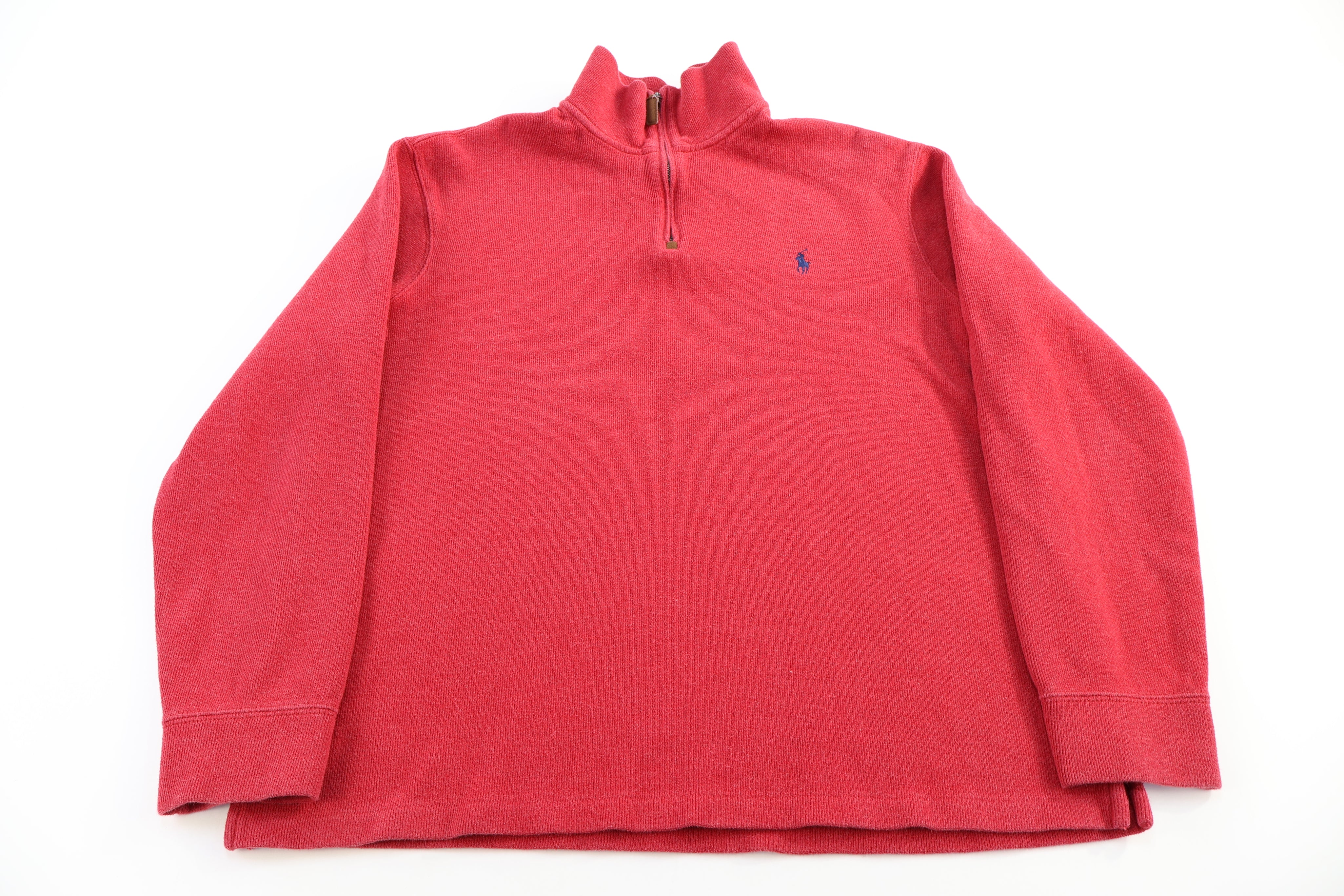 Polo by Ralph Lauren Embroidered Logo Red Quarter Zip Sweater