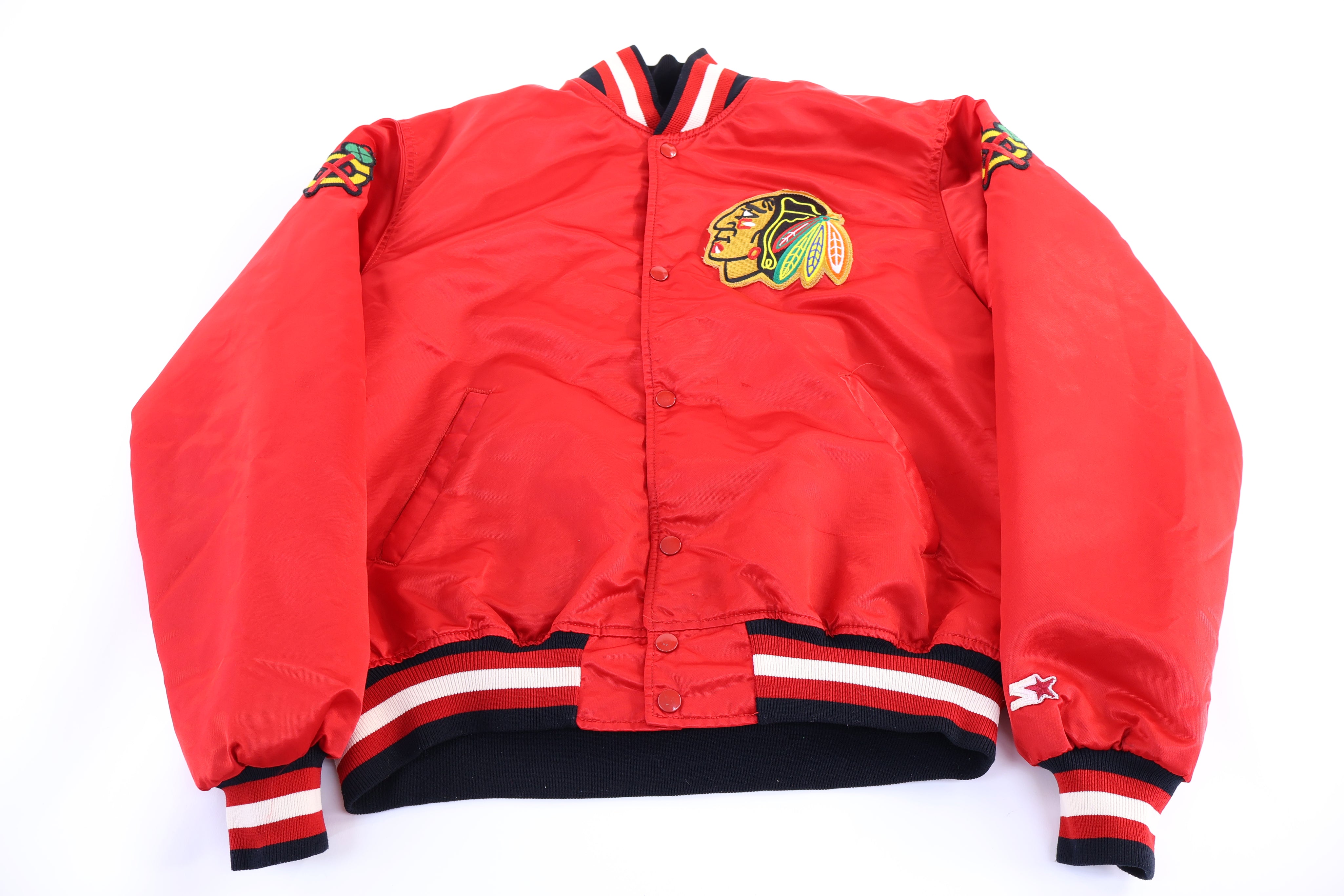 90's Starter Chicago Blackhawks Hockey Bomber Jacket