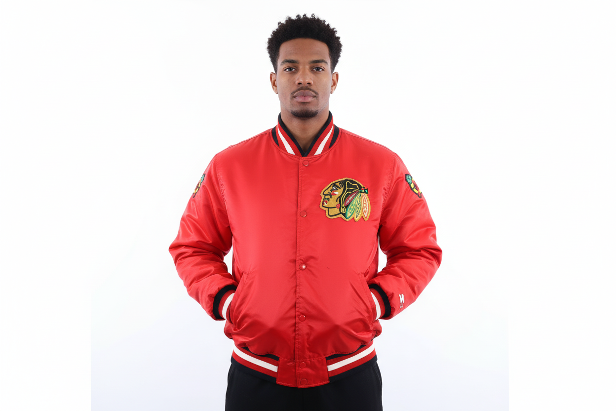 90's Starter Chicago Blackhawks Hockey Bomber Jacket
