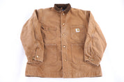 Carhartt Logo Patch Tan Blanket Lined Chore Jacket