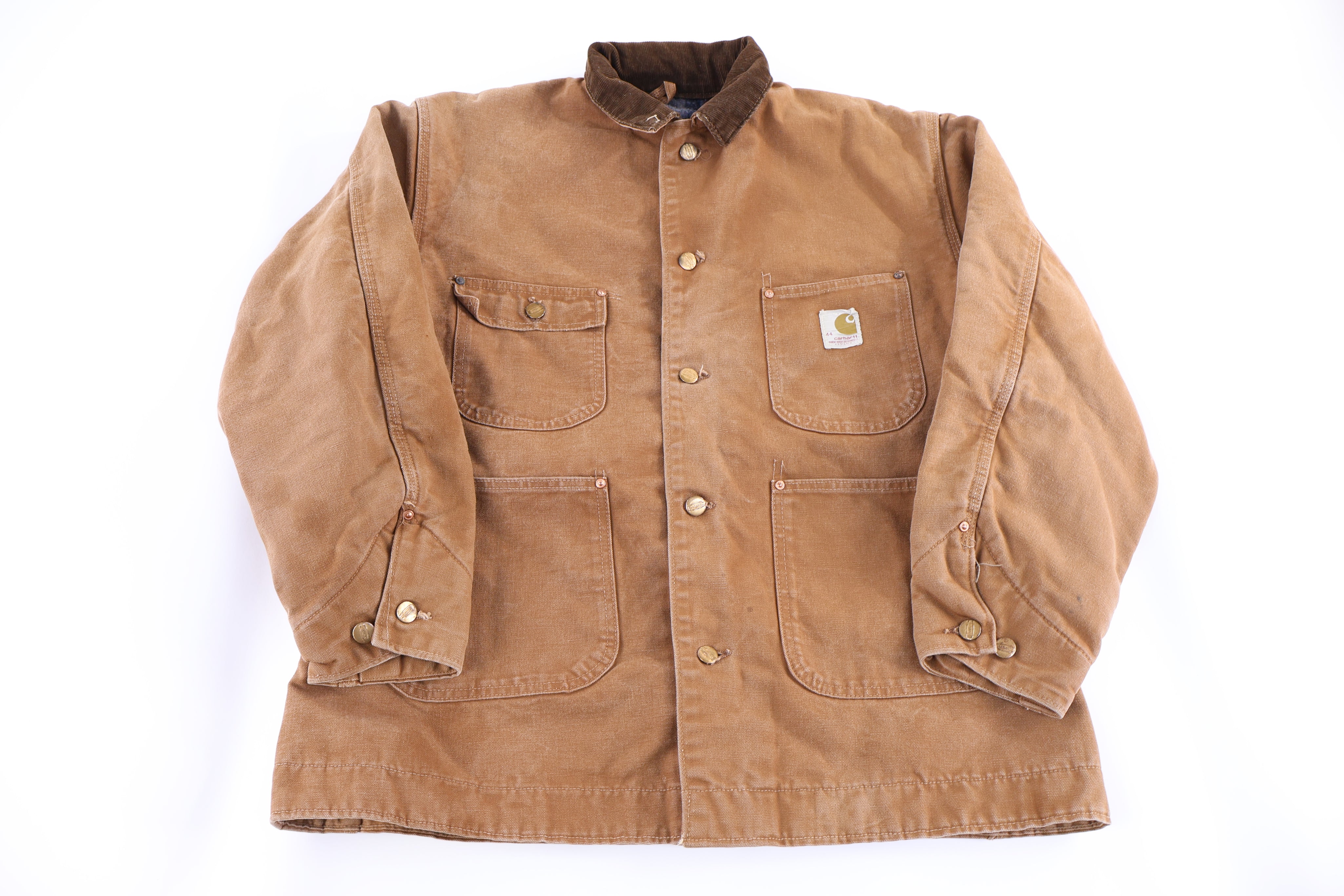 Carhartt Logo Patch Tan Blanket Lined Chore Jacket
