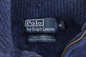 Polo by Ralph Lauren Embroidered Blue Quarter Zip Sweater